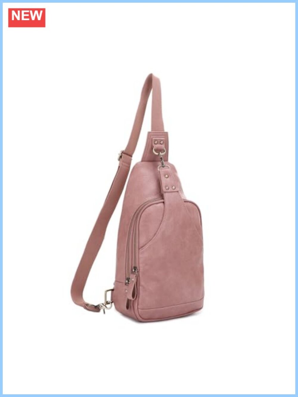 Unisex Sling Bag PU Leather Crossbody Chest Bag Adjustable Strap